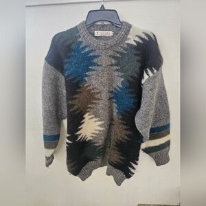 Casablanca From Oswal Knit India Chunky Geometric Wool Blend Sweater – Size XL​